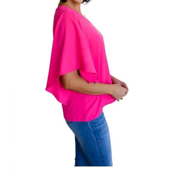 NEW ONE ELEVEN NORTH forever fine flounce sleeve blouse in hot pink - Picture 2 of 3